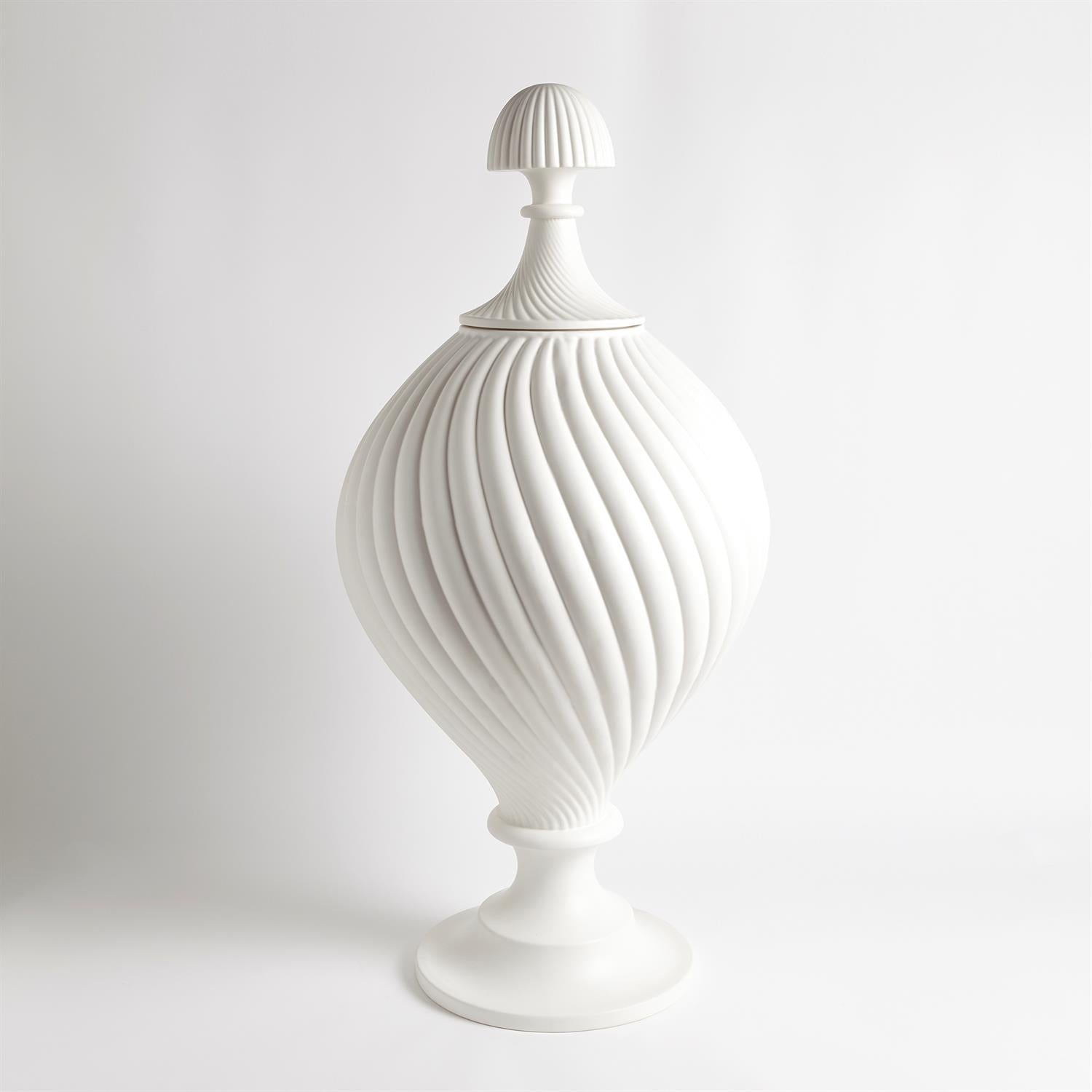 Grande Swirl Jar - Matte White-Global Views-GVSA-1.10689-Decorative Objects-1-France and Son