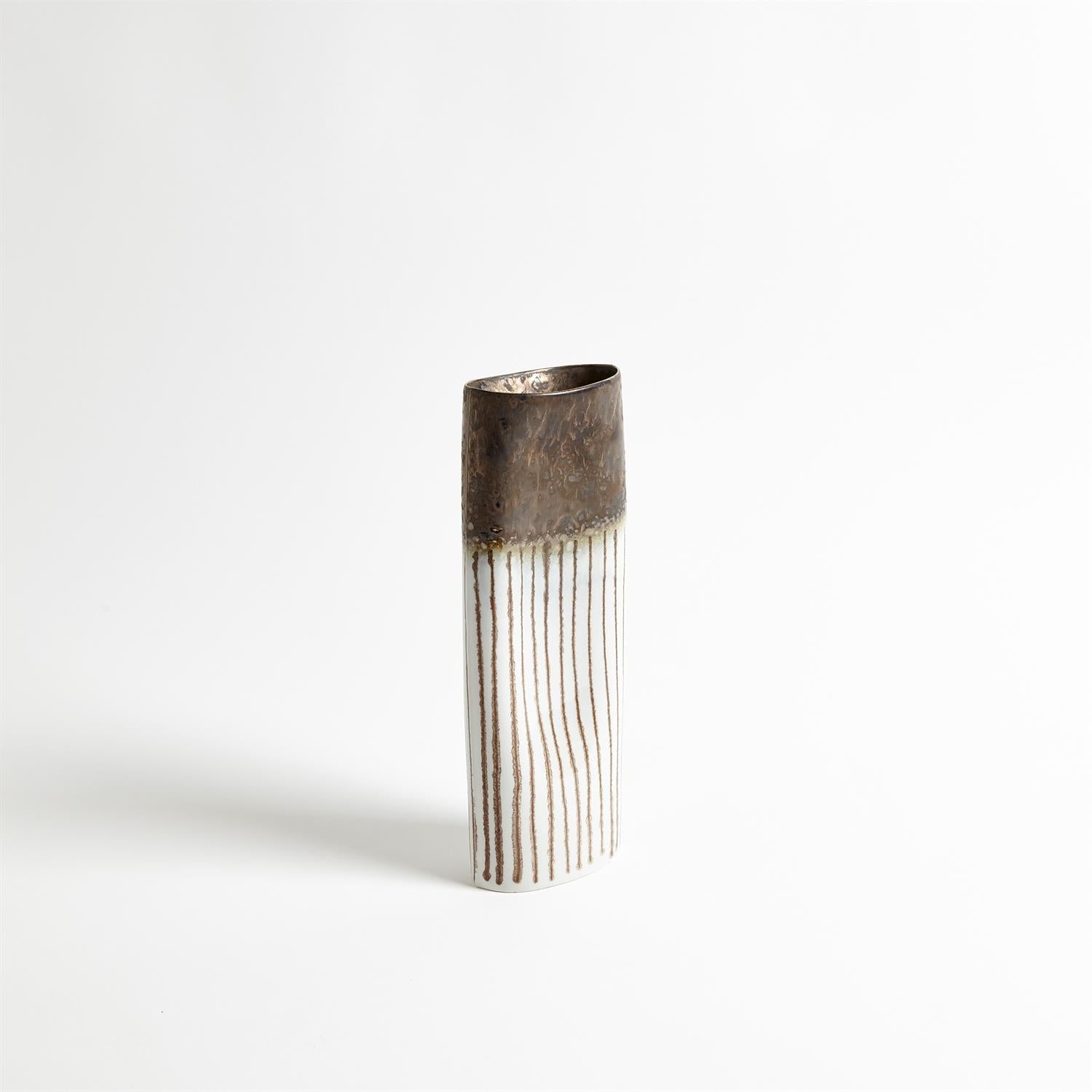 Reactive Bronze Stripe Oval Vase-Med-Global Views-GVSA-1.10691-Decorative Objects-2-France and Son