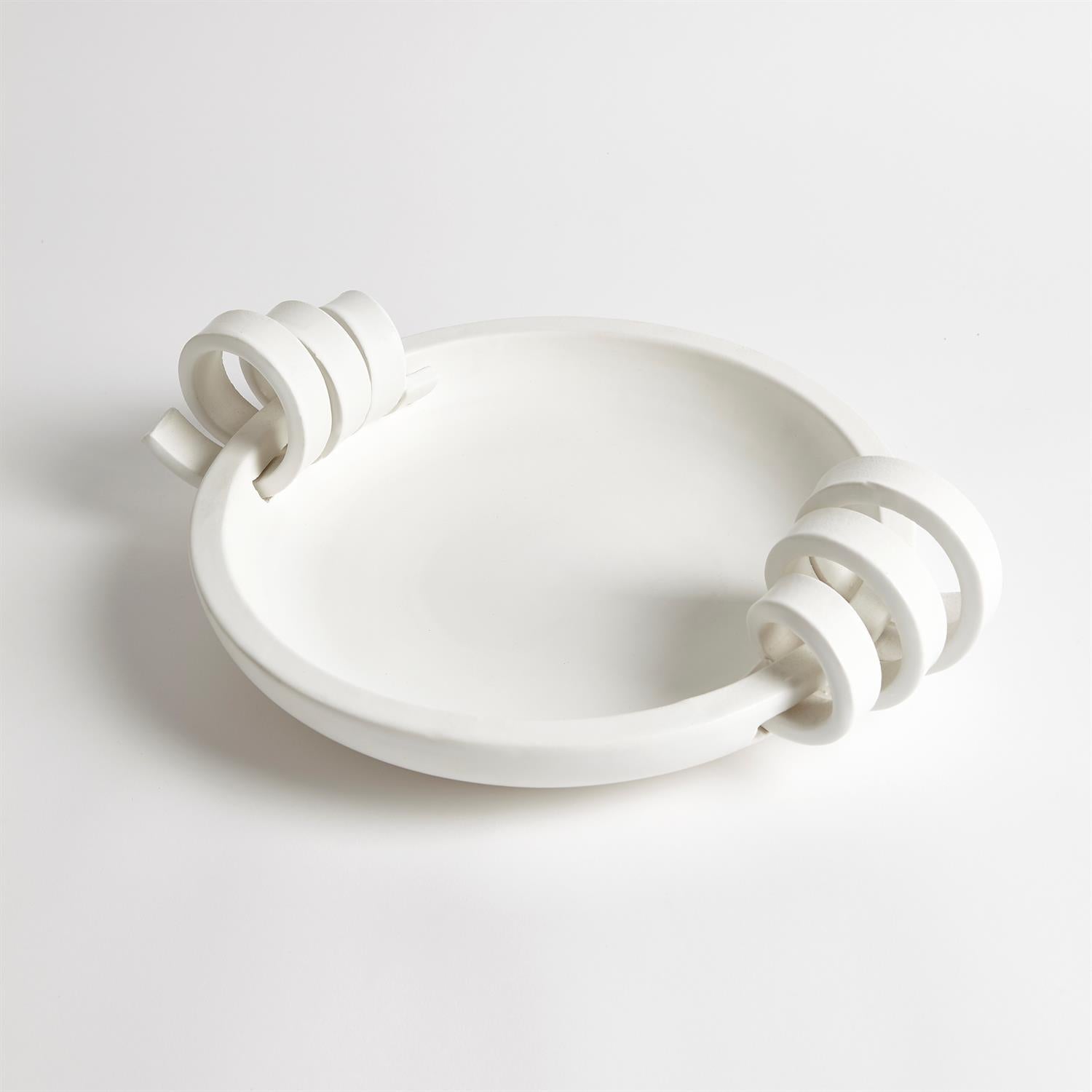 Ribbon Handle Compote - Matte White-Global Views-GVSA-3.31515-Decorative Objects-1-France and Son