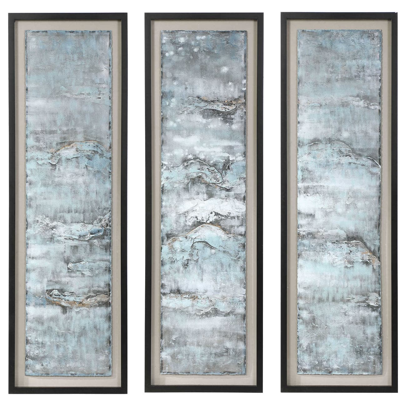 Ocean Swell Painted Metal Art, S/3, 3 Cartons-Uttermost-UTTM-35374-Wall Art-1-France and Son