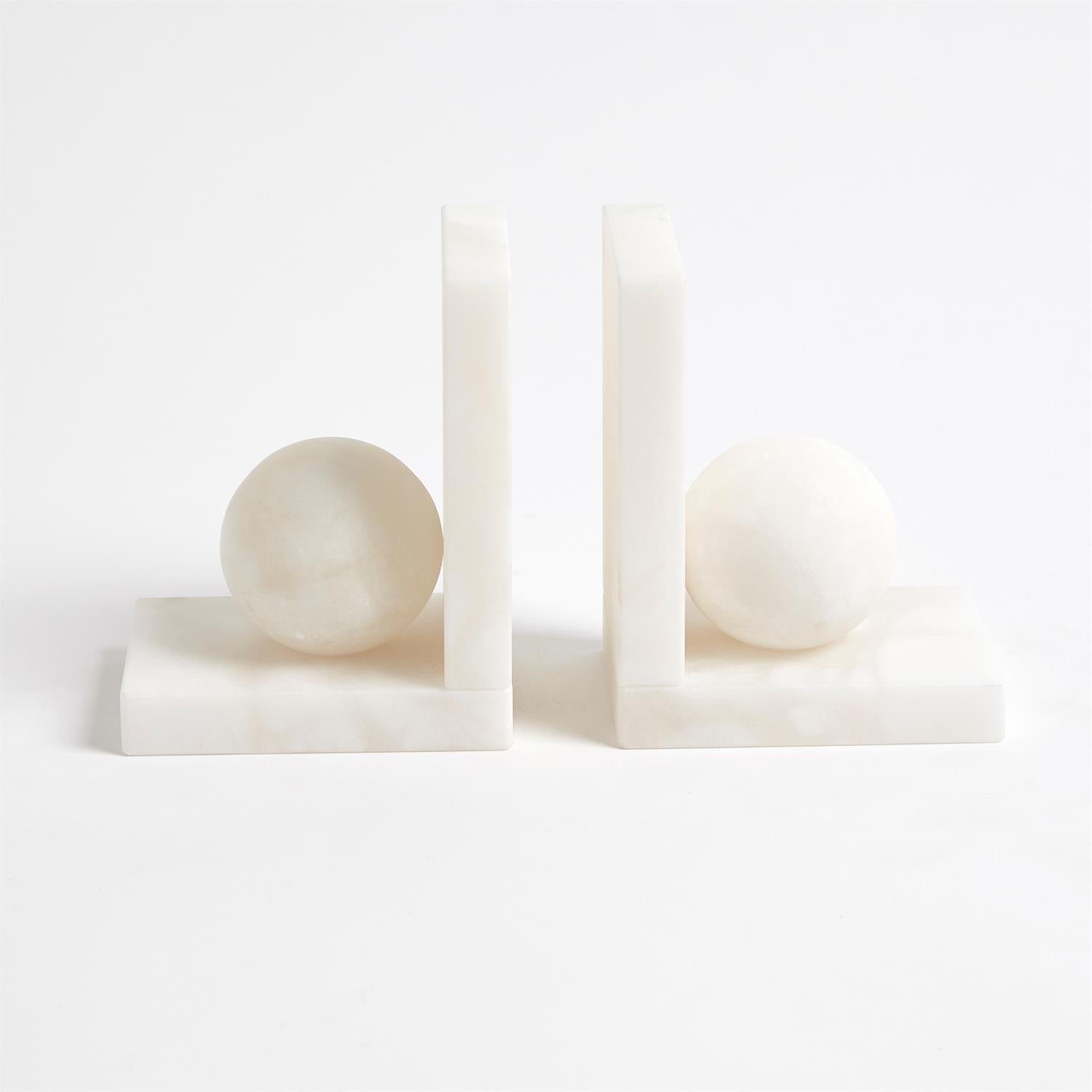 Alabaster Ball Bookends - Pair-Global Views-GVSA-3.31554-Bookends-1-France and Son