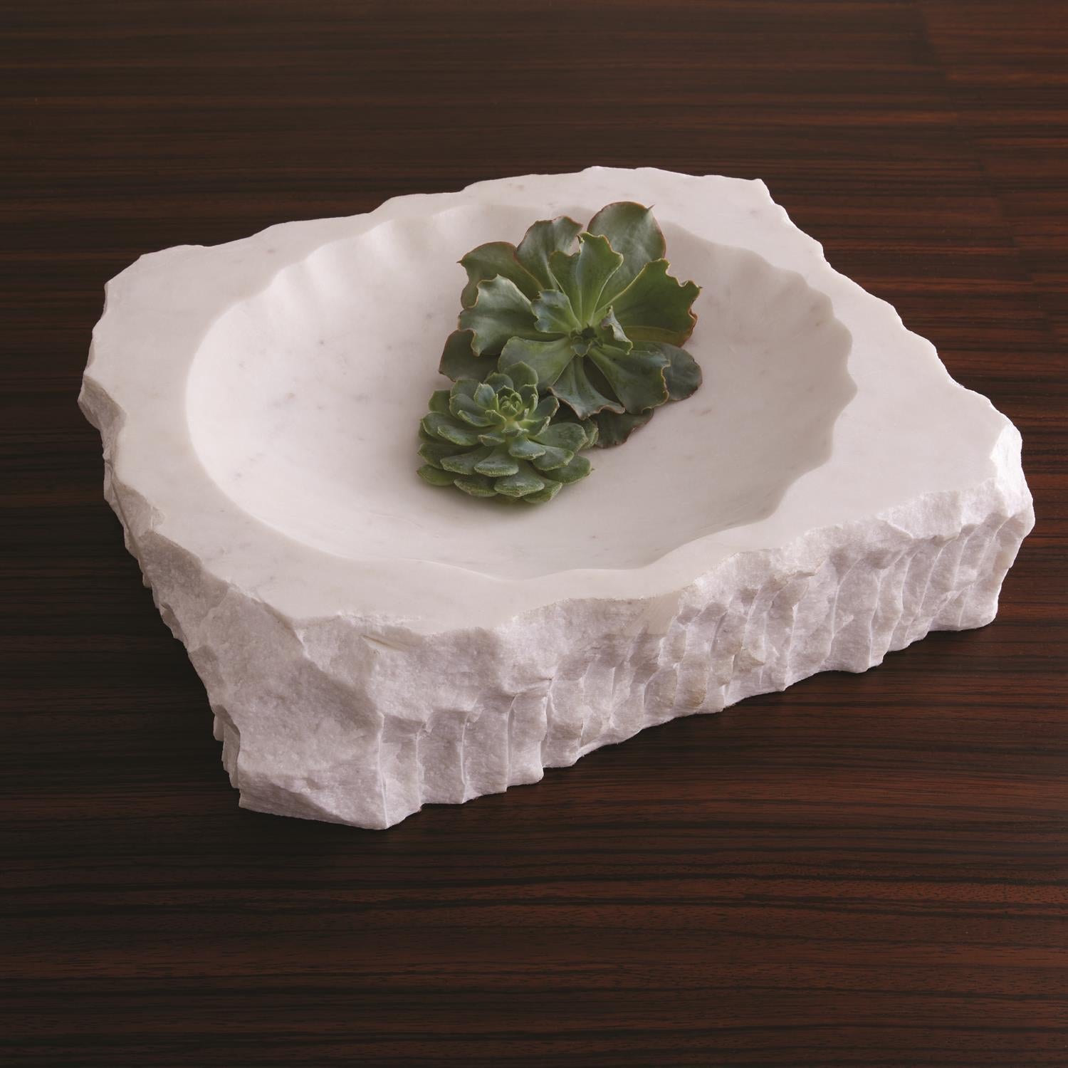 Chiseled Block Bowl-White Marble-Global Views-GVSA-9.93404-Decor-2-France and Son