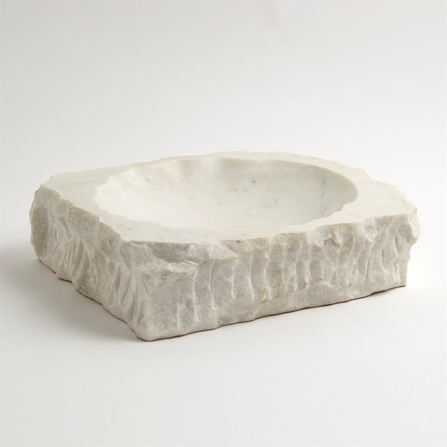 Chiseled Block Bowl-White Marble-Global Views-GVSA-9.93404-Decor-3-France and Son