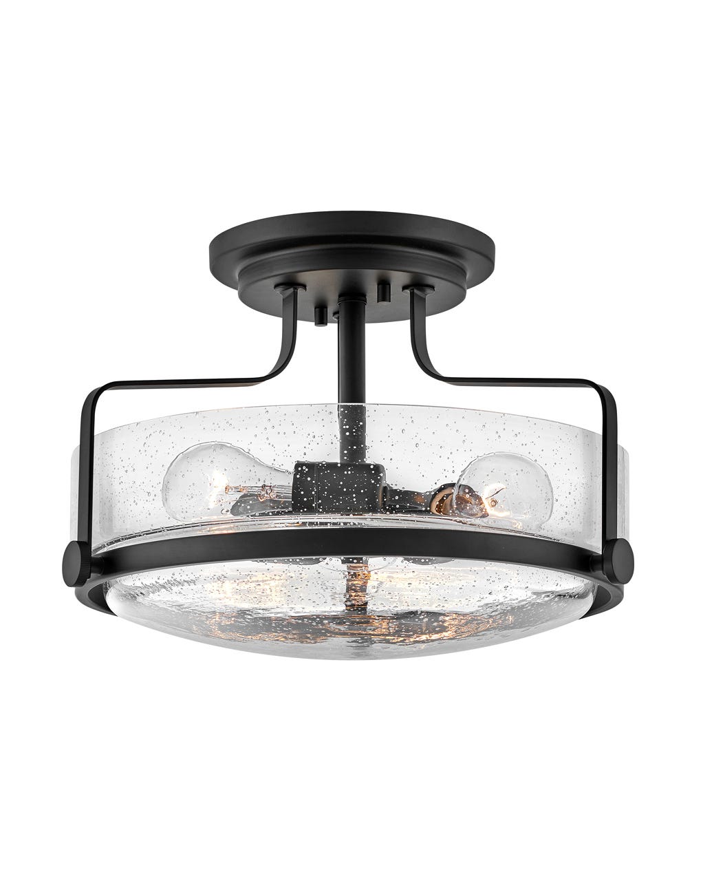 Foyer Harper - Medium Semi-Flush Mount-Hinkley Lighting-HINKLEY-3641BK-CS-Flush MountsNon LED-Black with Clear Seedy glass-10-France and Son