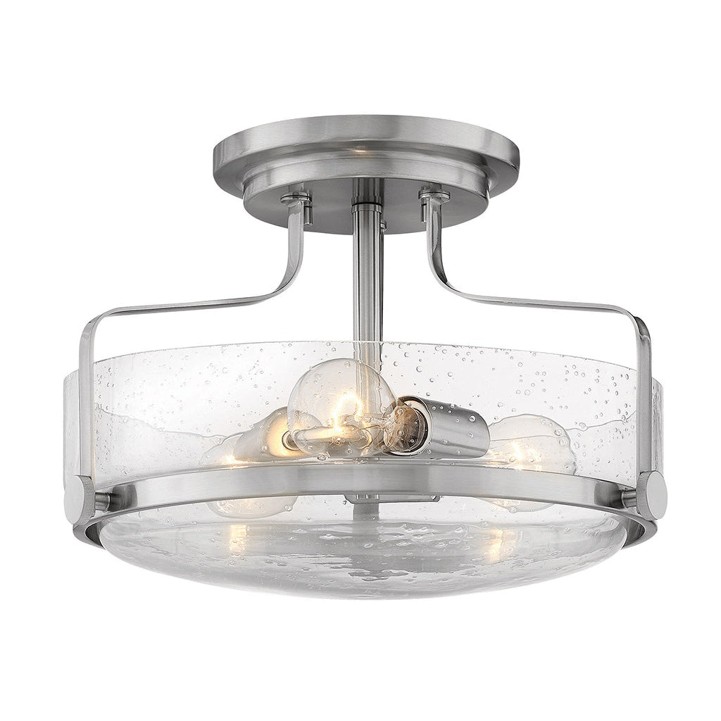 Foyer Harper - Medium Semi-Flush Mount-Hinkley Lighting-HINKLEY-3641BN-CS-Flush MountsNon LED-Brushed Nickel with Clear Seedy glass-7-France and Son