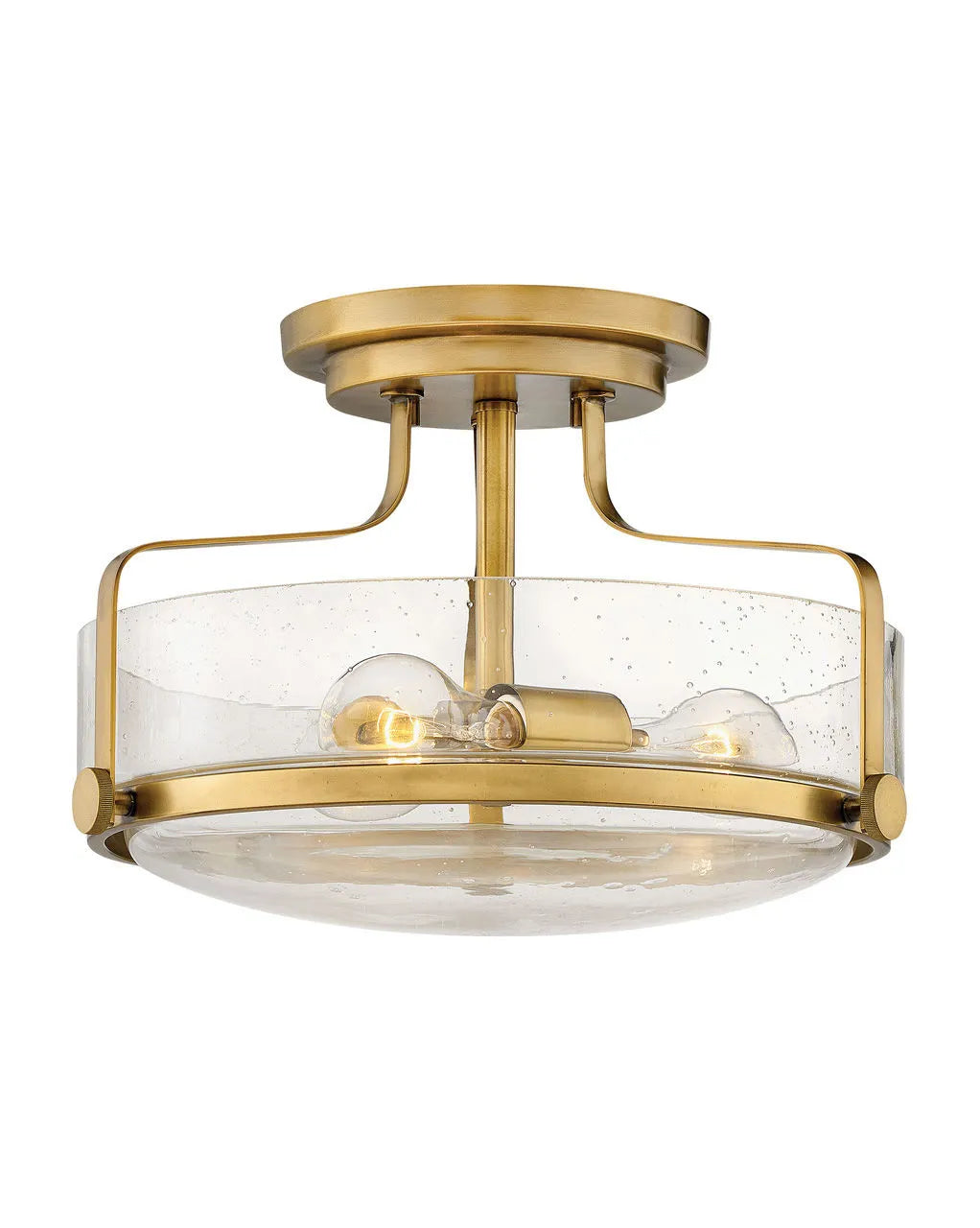 Foyer Harper Medium Semi-Flush Mount-Hinkley Lighting-HINKLEY-3641HB-CS-Flush MountsHeritage Brass with Clear Seedy glass-4-France and Son