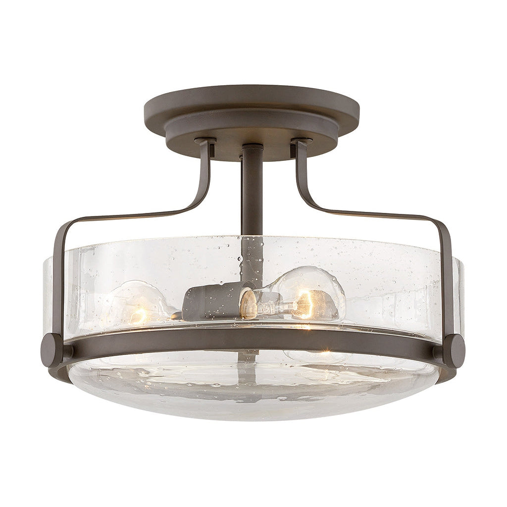 Foyer Harper - Medium Semi-Flush Mount-Hinkley Lighting-HINKLEY-3641OZ-CS-Flush MountsNon LED-Oil Rubbed Bronze with Clear Seedy glass-11-France and Son