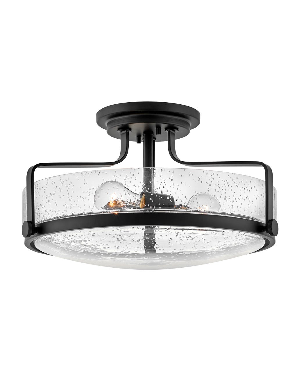 Foyer Harper Large and Small Semi-Flush Mount-Hinkley Lighting-HINKLEY-3643BK-CS-Flush MountsLarge-Black with Clear Seedy glass-8-France and Son