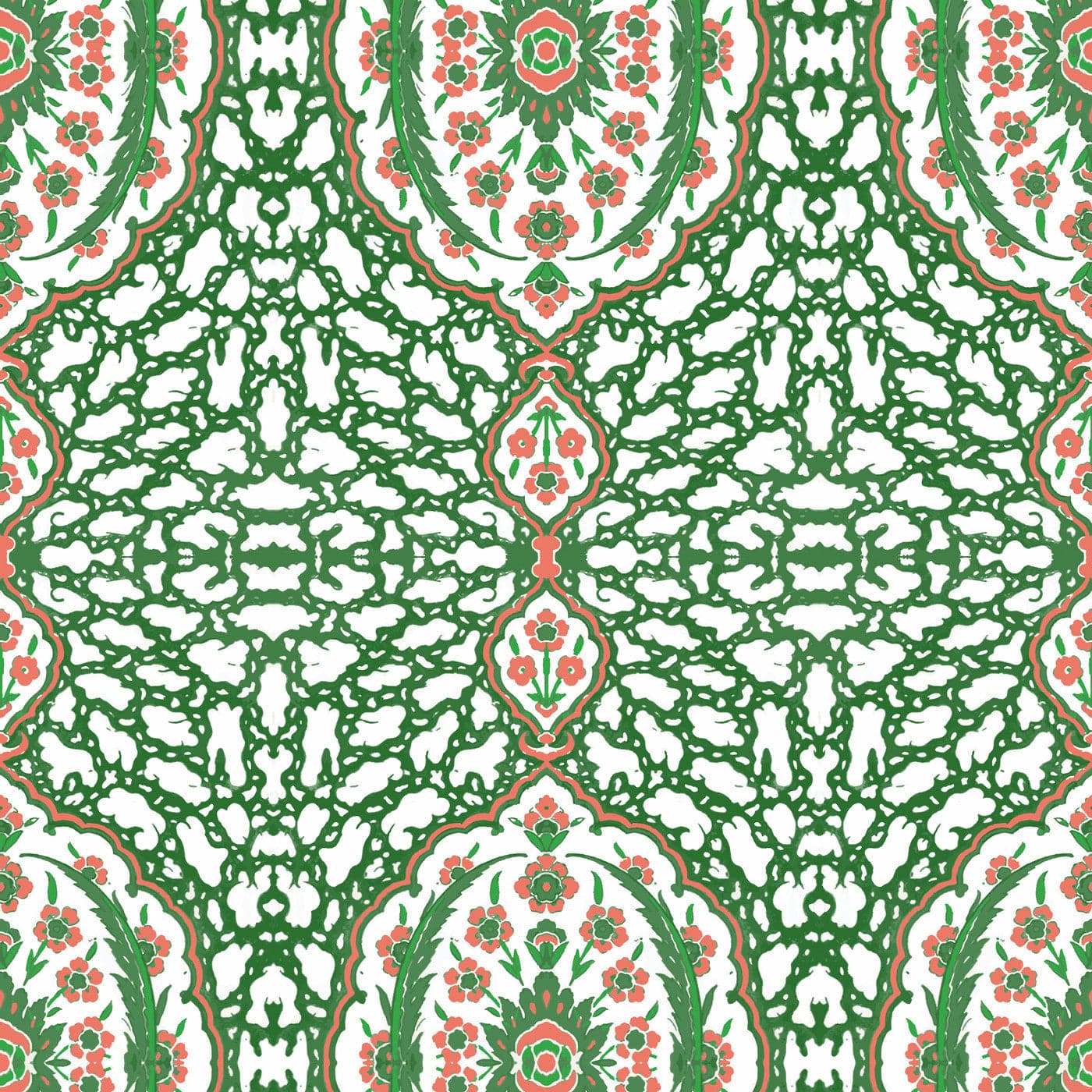 Ottoman Jewel Wallpaper-Mitchell Black-MITCHB-WC380-3-PM-10-Wall DecorPatterns Kelly Green-Premium Matte Paper-7-France and Son