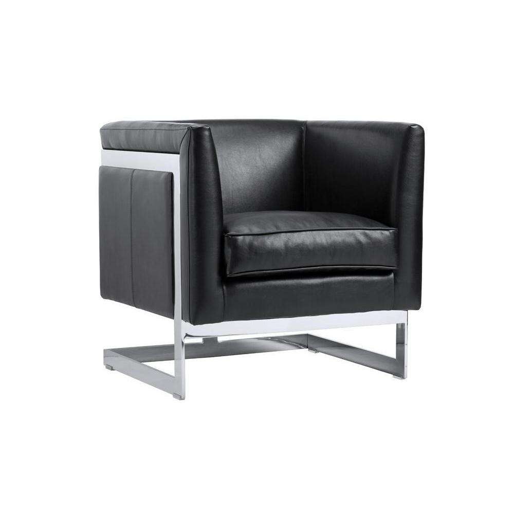 Soho Armchair - Black Leather-Sunpan-FAC1430BLK-Lounge Chairs-1-France and Son