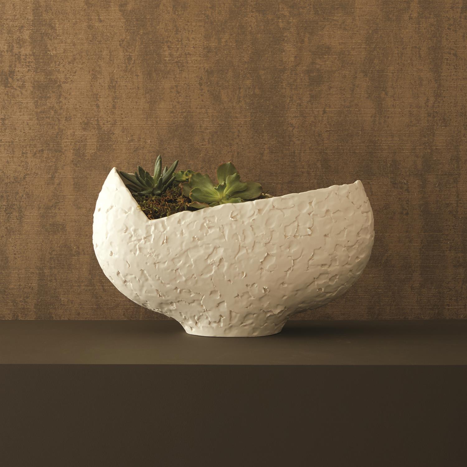 Asymmetrical Stipple Bowl-Matte White-Global Views-GVSA-7.10370-Bowls-3-France and Son