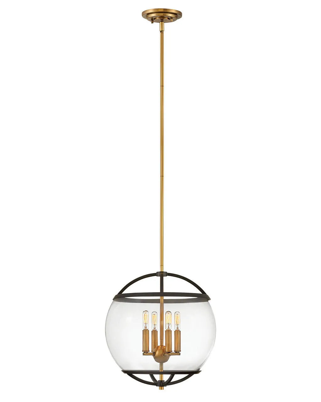 Calvin Medium Orb Pendant-Hinkley Lighting-HINKLEY-3934BK-ChandeliersBlack with Heritage Brass accents-2-France and Son