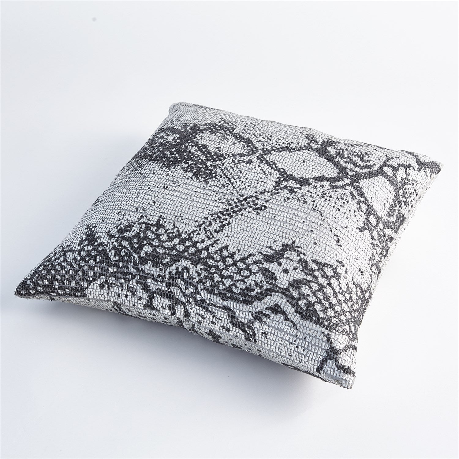 Shimmer Snake Skin Pillow - Silver-Global Views-GVSA-AS9.90002-Pillows-1-France and Son