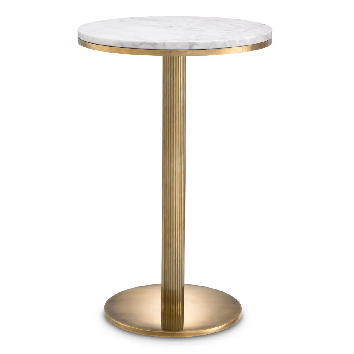 Additional view of Side Table Tavolara Vintage Brass Finish White Marble in white and brass gold.