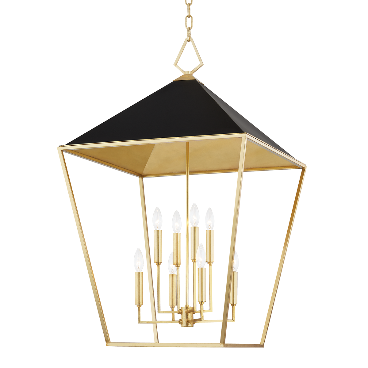 Paxton 8 Light Large Pendant Gold Leaf / Black-Hudson Valley-HVL-5724-GL/BK-Pendants-1-France and Son