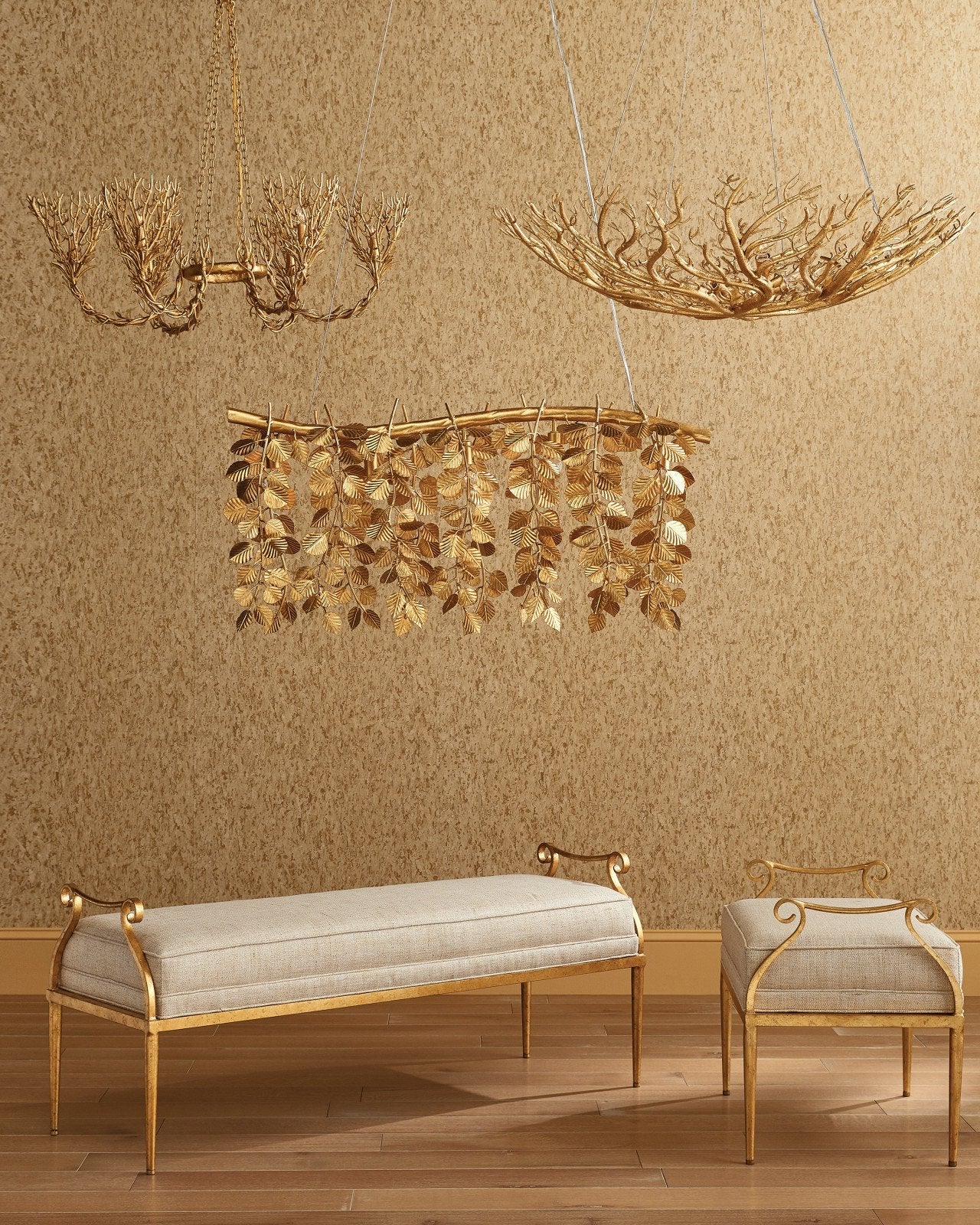 Sea Fan Gold Bowl Chandelier