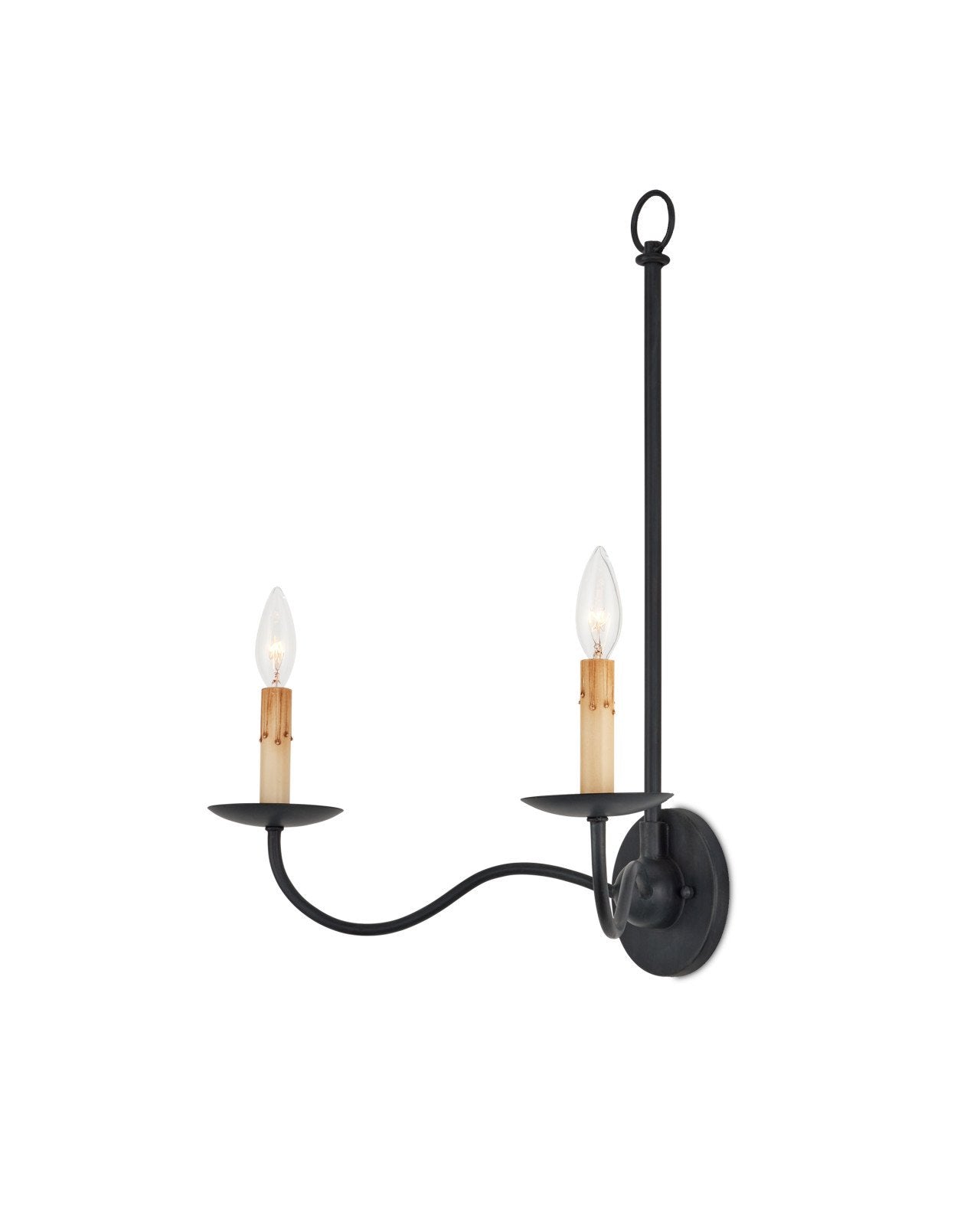 Saxon Double-Light Black Wall Sconce