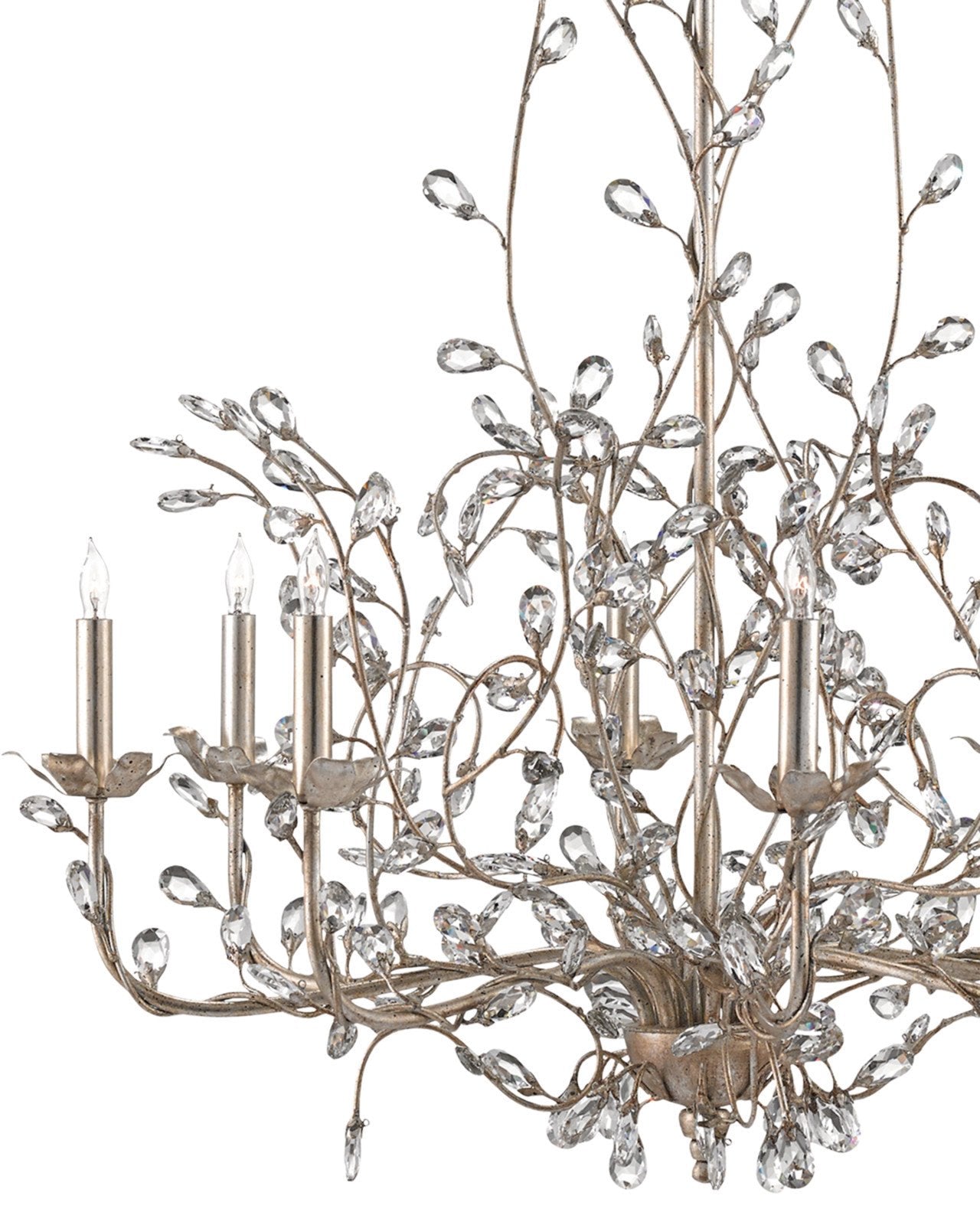 Crystal Bud Large Silver Chandelier