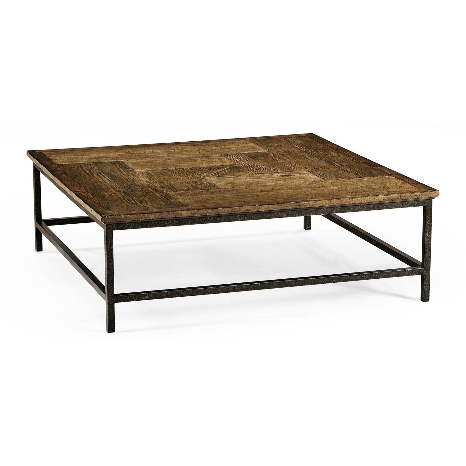 Square Coffee Table with Iron Base-Jonathan Charles-JCHARLES-491014-DTM-Coffee TablesMedium driftwood-5-France and Son