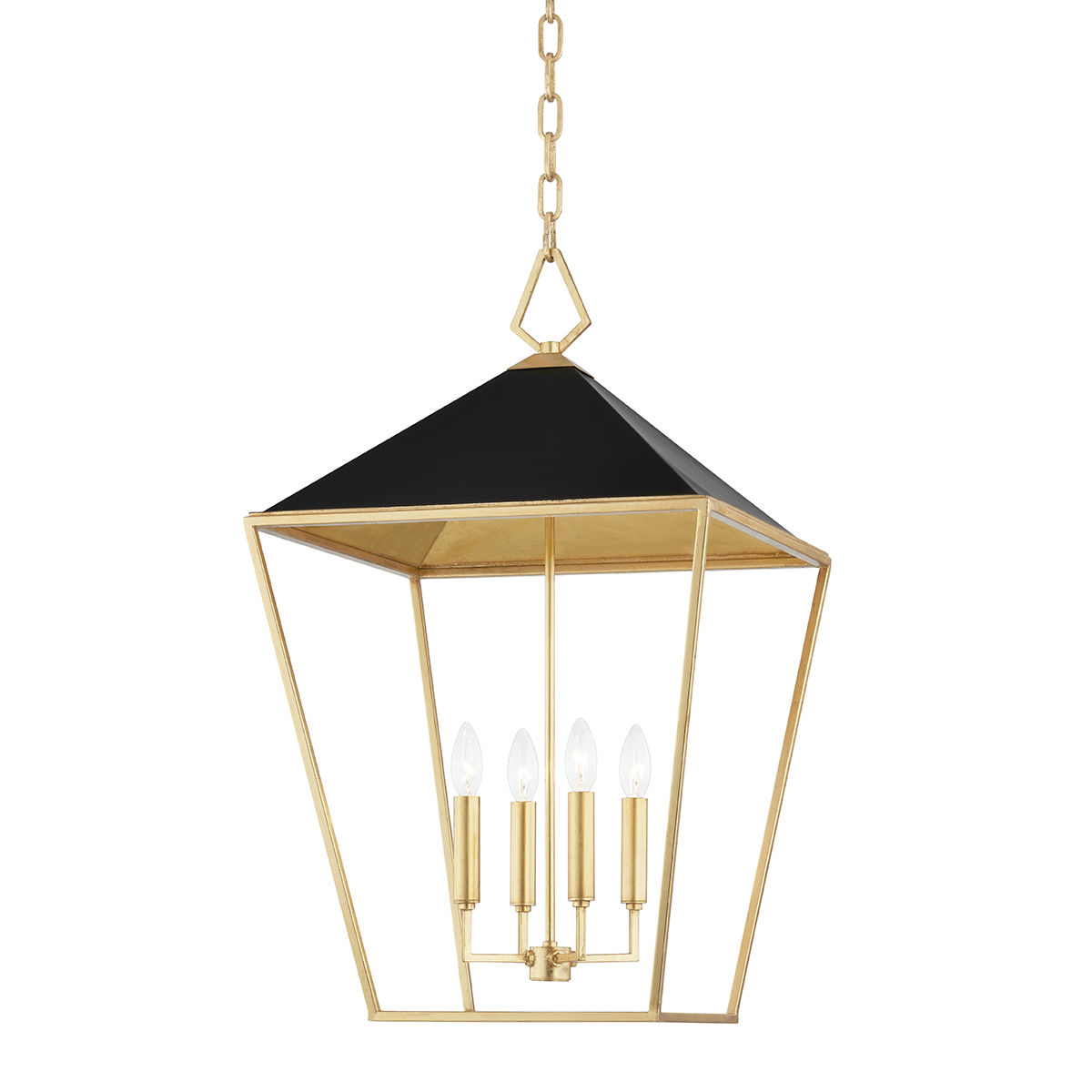 Paxton 4 Light Medium Pendant Gold Leaf/Black-Hudson Valley-HVL-5718-GL/BK-Pendants-1-France and Son