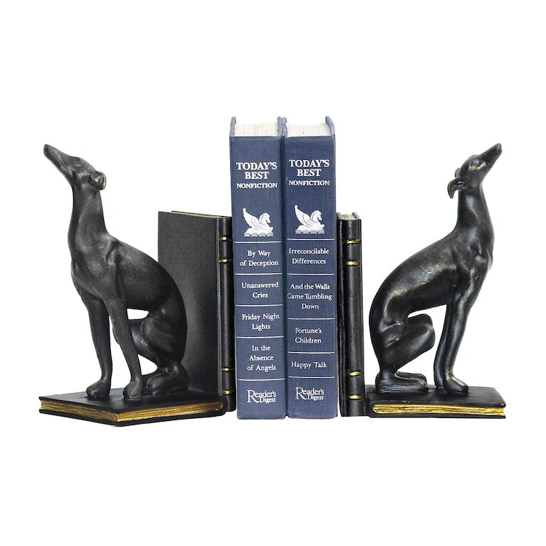 Greyhound Bookend - Set of 2 Black-Elk Home-ELK-4-83032-Bookends-1-France and Son