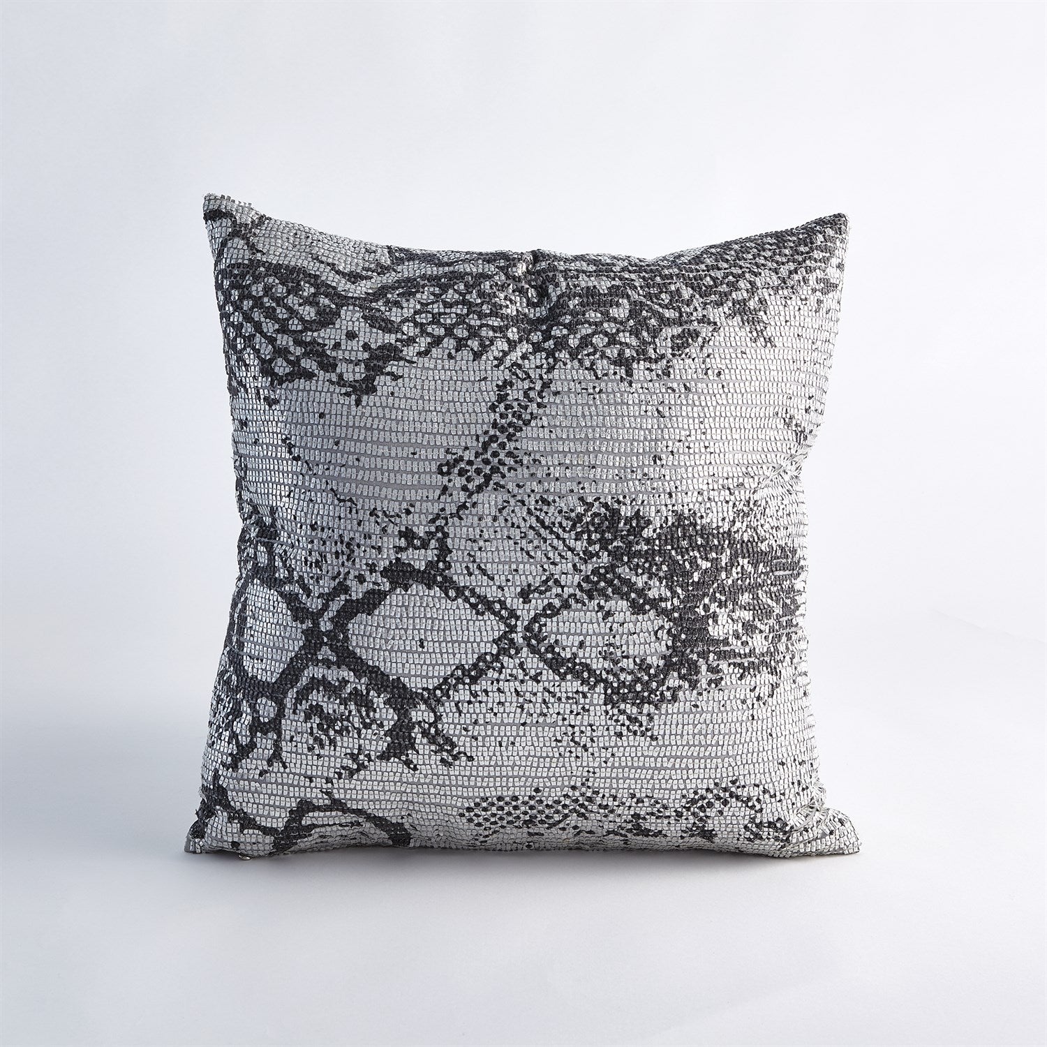 Shimmer Snake Skin Pillow - Silver-Global Views-GVSA-AS9.90002-Pillows-4-France and Son