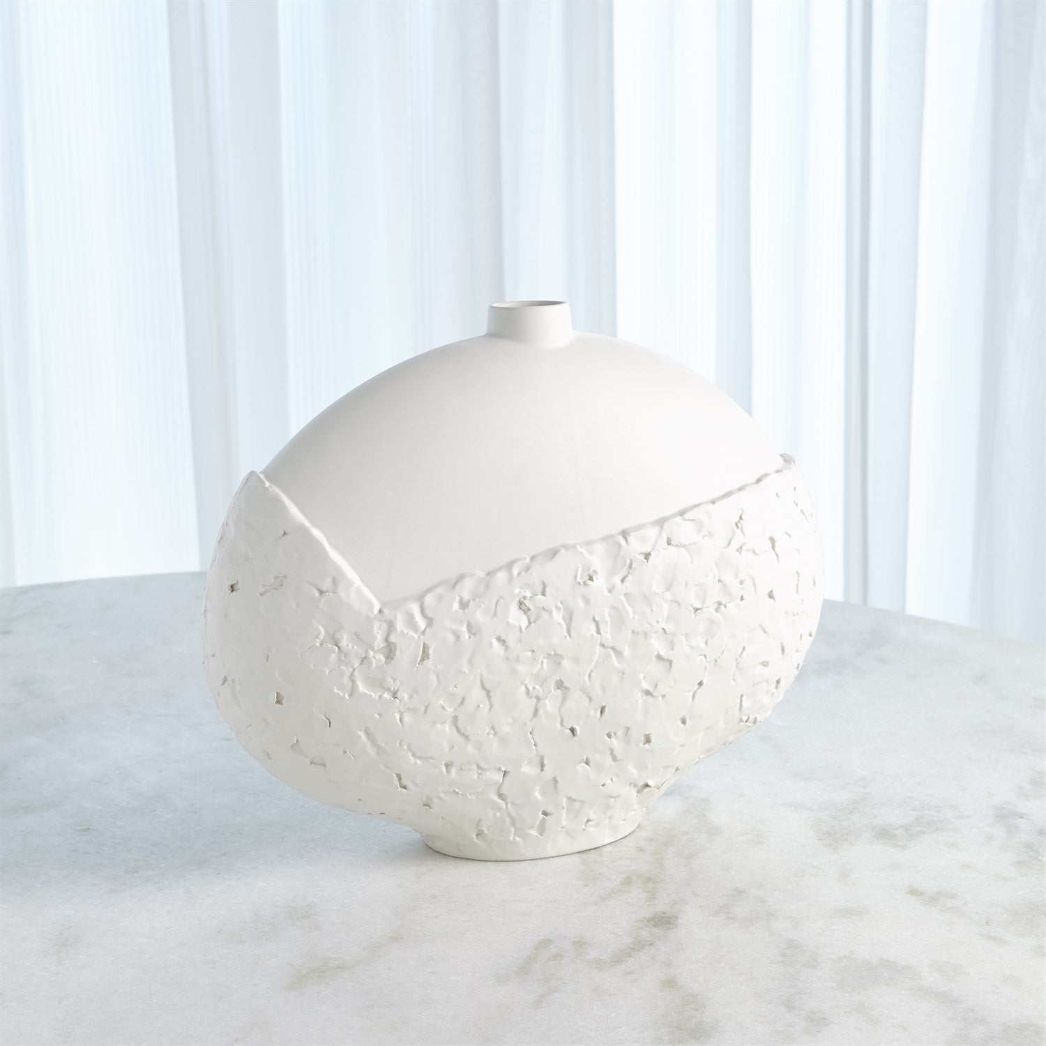 Asymmetrical Stipple Vase-Global Views-GVSA-7.10368-VasesLarge-Matte White-3-France and Son