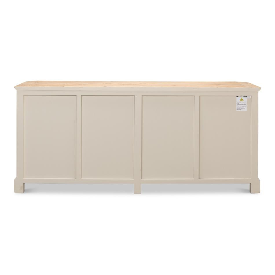 Antique White Wash Sideboard 4 Door-SARREID-SARREID-40116-Sideboards & Credenzas-5-France and Son