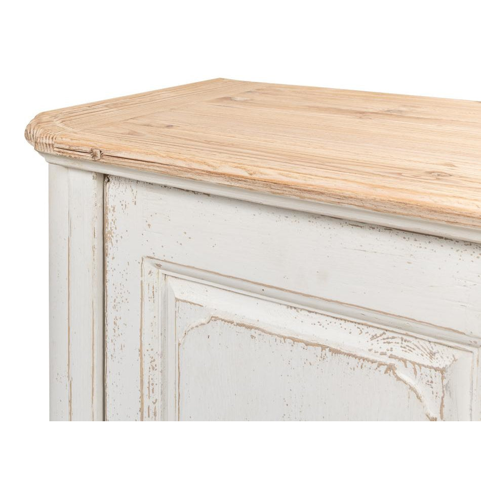 Antique White Wash Sideboard 4 Door-SARREID-SARREID-40116-Sideboards & Credenzas-7-France and Son