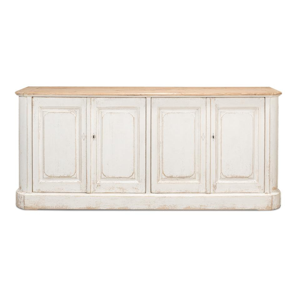 Antique White Wash Sideboard 4 Door-SARREID-SARREID-40116-Sideboards & Credenzas-3-France and Son