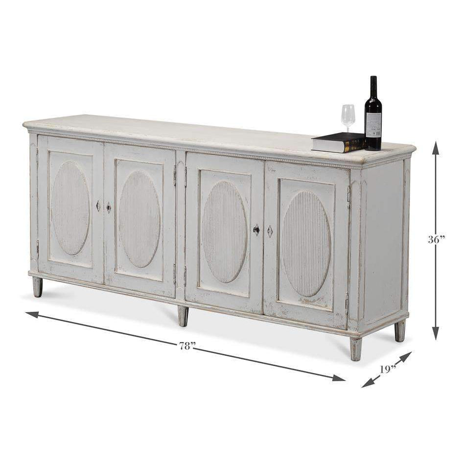 Whitewash Ribbon Cabinet-SARREID-SARREID-40381-Sideboards & Credenzas-2-France and Son