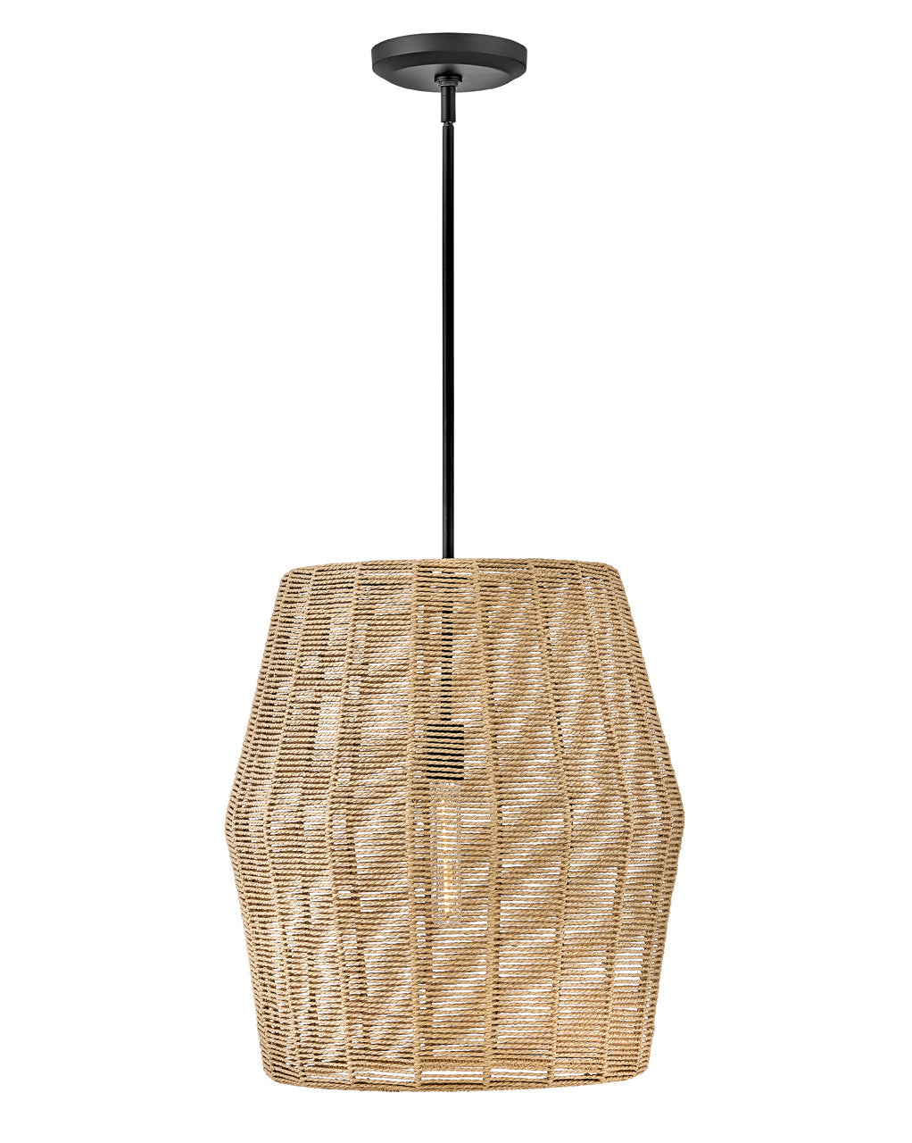 Luca Large Convertible Pendant-Hinkley Lighting-HINKLEY-40387BLK-CML-PendantsBlack with Camel Rattan shade-2-France and Son