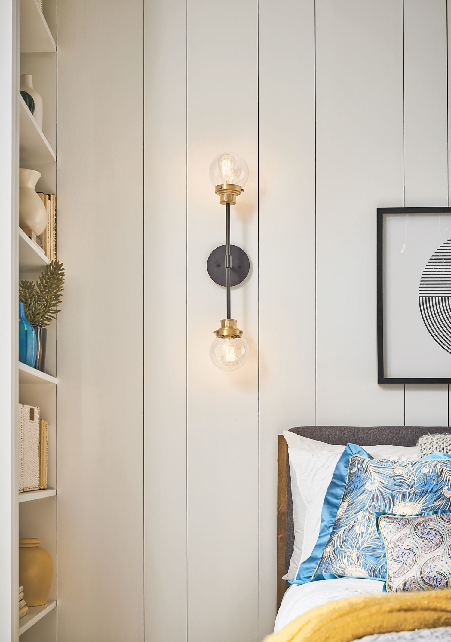 Poppy Two Light Sconce-Hinkley Lighting-HINKLEY-40692BK-Wall SconcesNON-LED-Brass Accents-2-France and Son