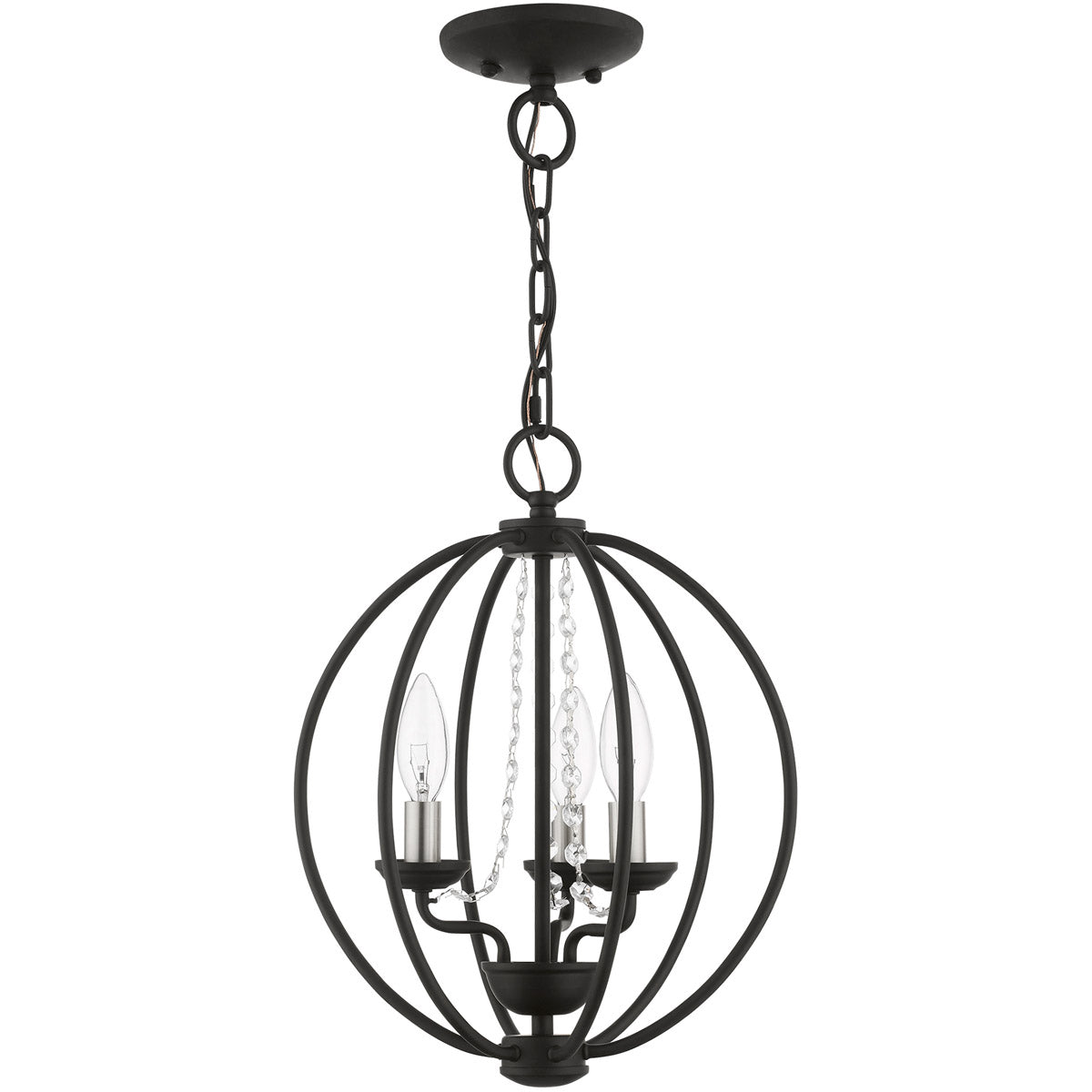 Arabella 3 Light 12 inch - Mini Chandelier Flush Ceiling Light-Livex Lighting-LIVEX-40913-04-ChandeliersBlack with Brushed Nickel Finish Candles-7-France and Son