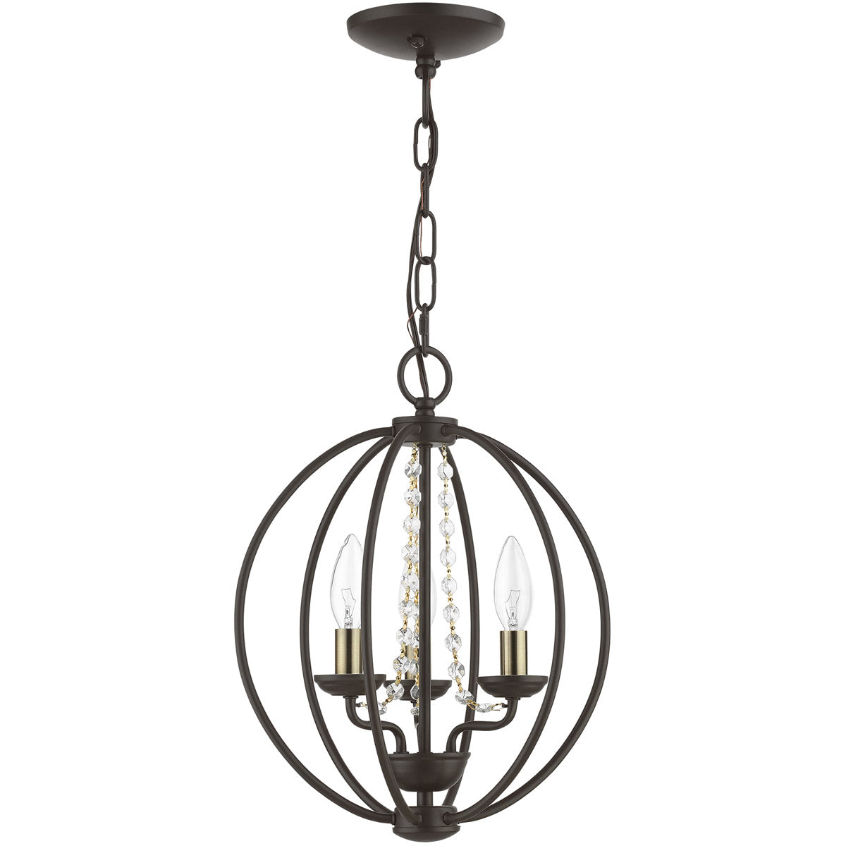 Arabella 3 Light 12 inch - Mini Chandelier Flush Ceiling Light-Livex Lighting-LIVEX-40913-07-ChandeliersBronze with Antique Brass Finish Candles-8-France and Son