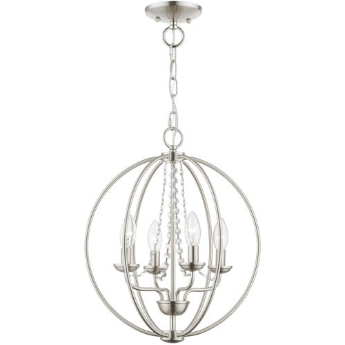 Arabella 4 Light 15 inch Convertible Chandelier/ Semi-Flush-Livex Lighting-LIVEX-40914-91-ChandeliersBrushed Nickel Bronze with-1-France and Son