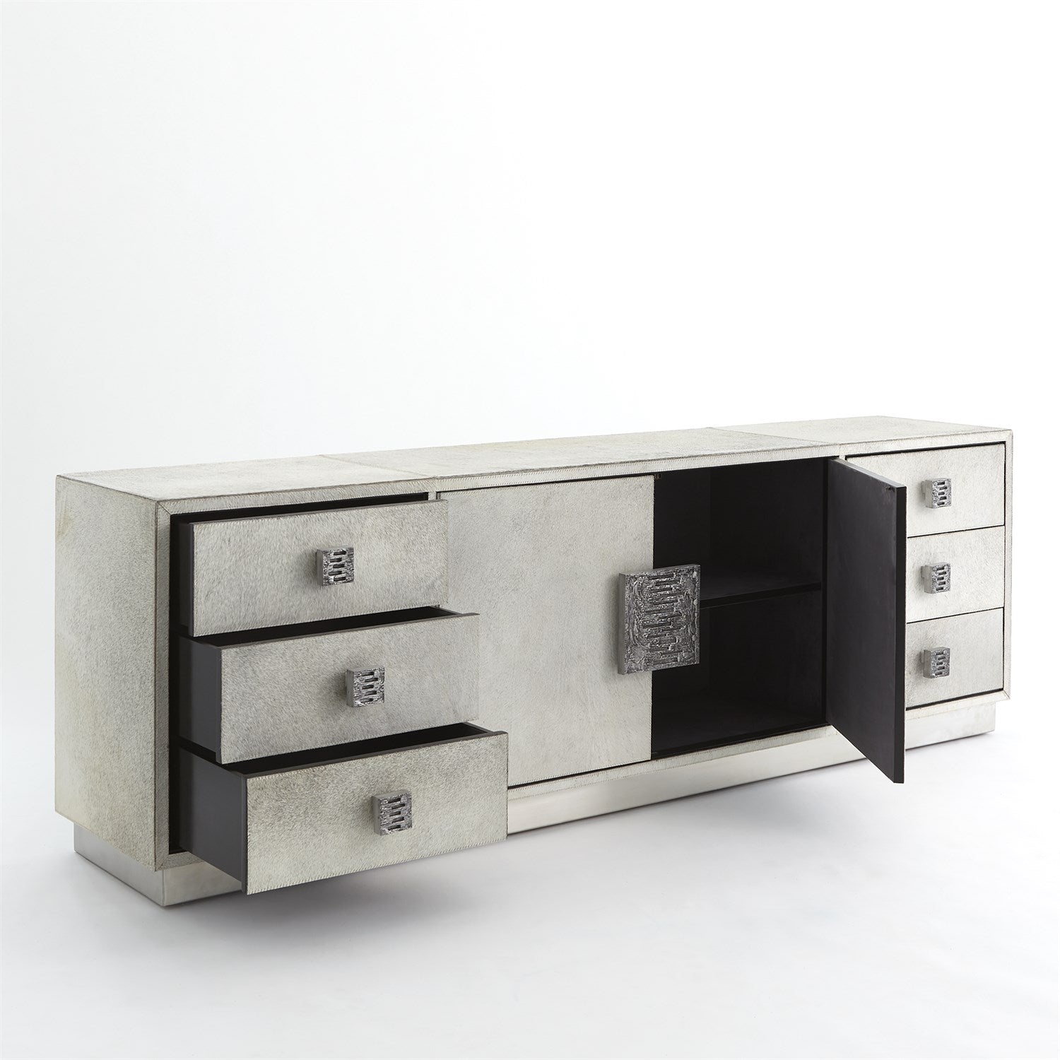 Metro Long Cabinet-Grey Hair-on-Hide-Global Views-GVSA-7.91047-Sideboards & Credenzas-3-France and Son