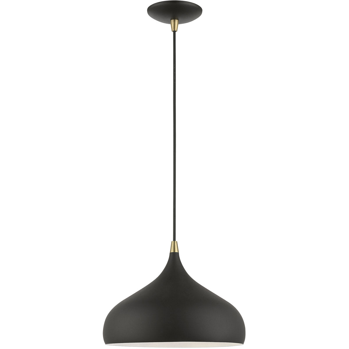 Amador Pendant Textured Black with Antique Brass Accents-Livex Lighting-LIVEX-41172-14-Pendants-1-France and Son
