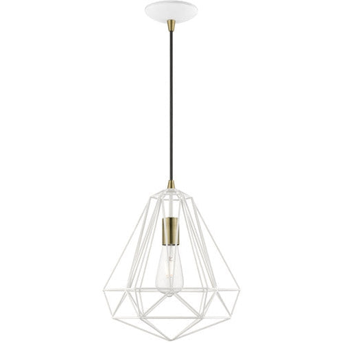 Knox 1 Light 12 inch - Ceiling Light-Livex Lighting-LIVEX-41324-13-PendantsHand Welded Textured White Metal Shade-1-France and Son