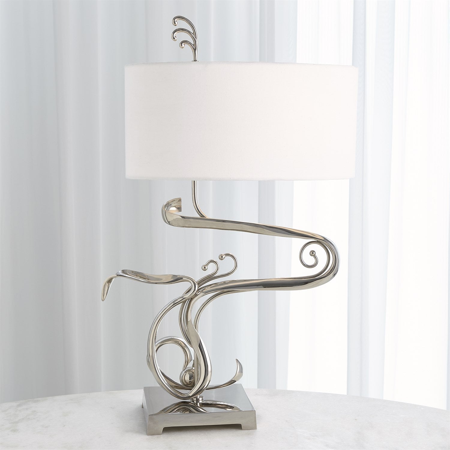 Fete Table Lamp-Global Views-GVSA-7.91198-Table LampsShiny Nickel-1-France and Son