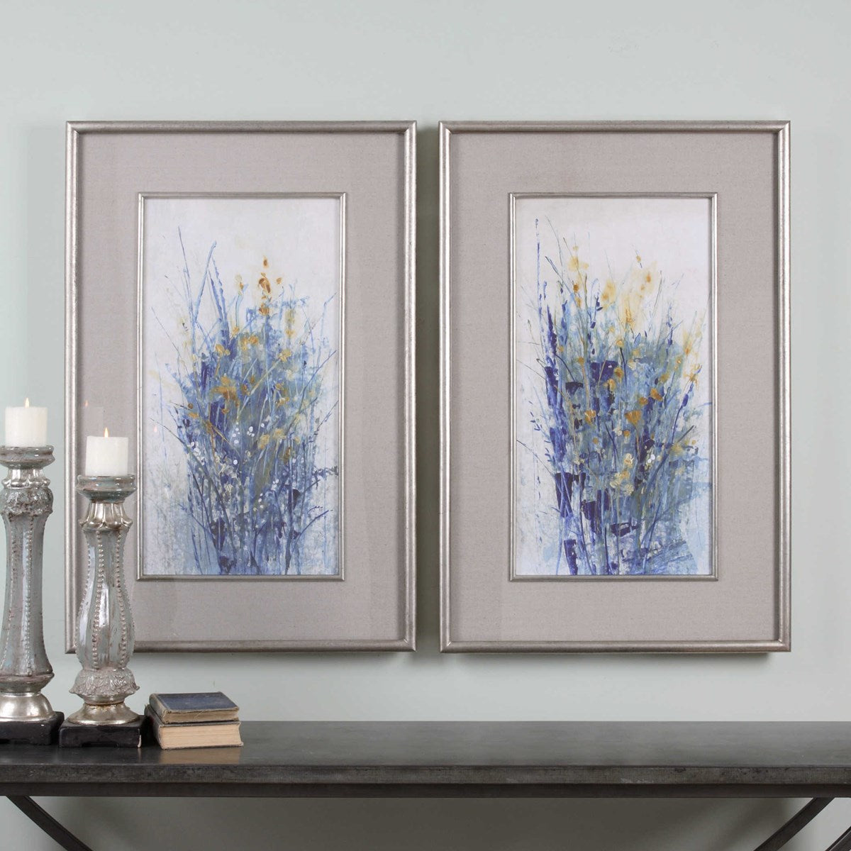 Indigo Florals Framed Art Set of 2-Uttermost-UTTM-41558-Wall Art-2-France and Son