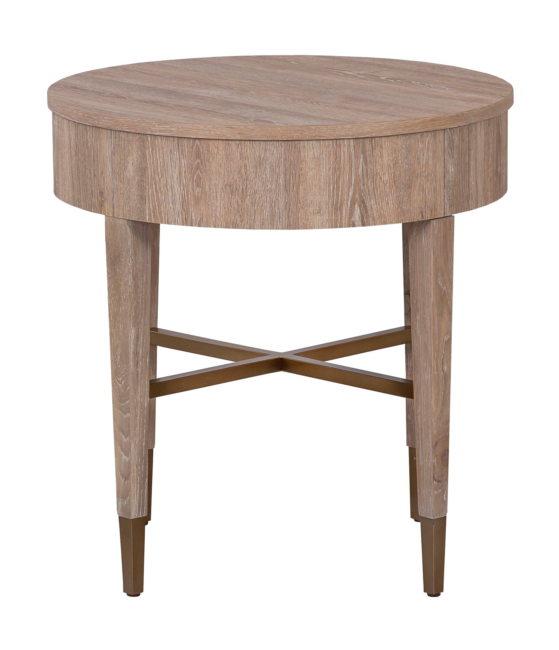 La Jolla Round End Table - Scrubbed Oak - High Pressured Laminate with solid wood