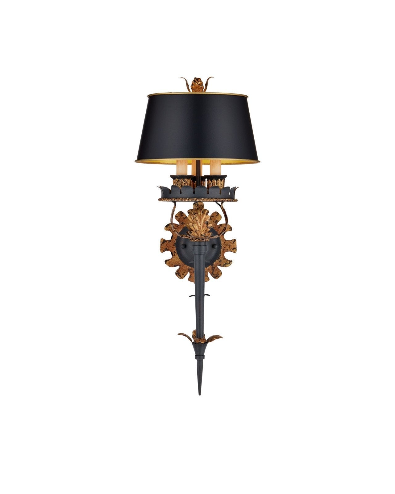 The Duke Gold Wall Sconce, Black Shade