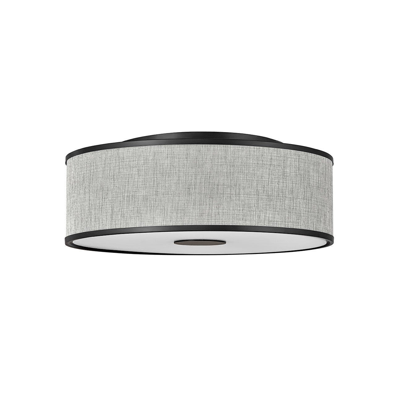 Foyer Halo Large Flush Mount-Hinkley Lighting-HINKLEY-42009BK-Flush MountsHeathered Grey Linen-Black-1-France and Son