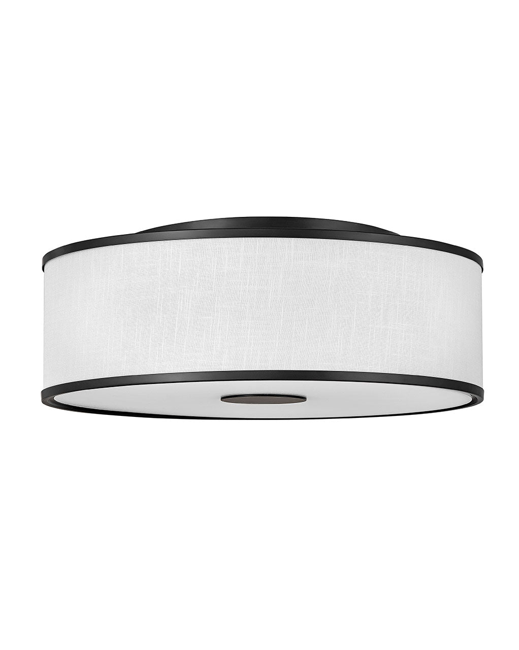 Foyer Halo Large Flush Mount-Hinkley Lighting-HINKLEY-42010BK-Flush MountsOff White Linen-Black-3-France and Son