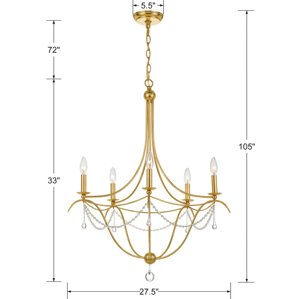 Metro 5 Light Crystal Beads Chandelier-Crystorama Lighting Company-CRYSTO-425-GA-Chandeliers-4-France and Son