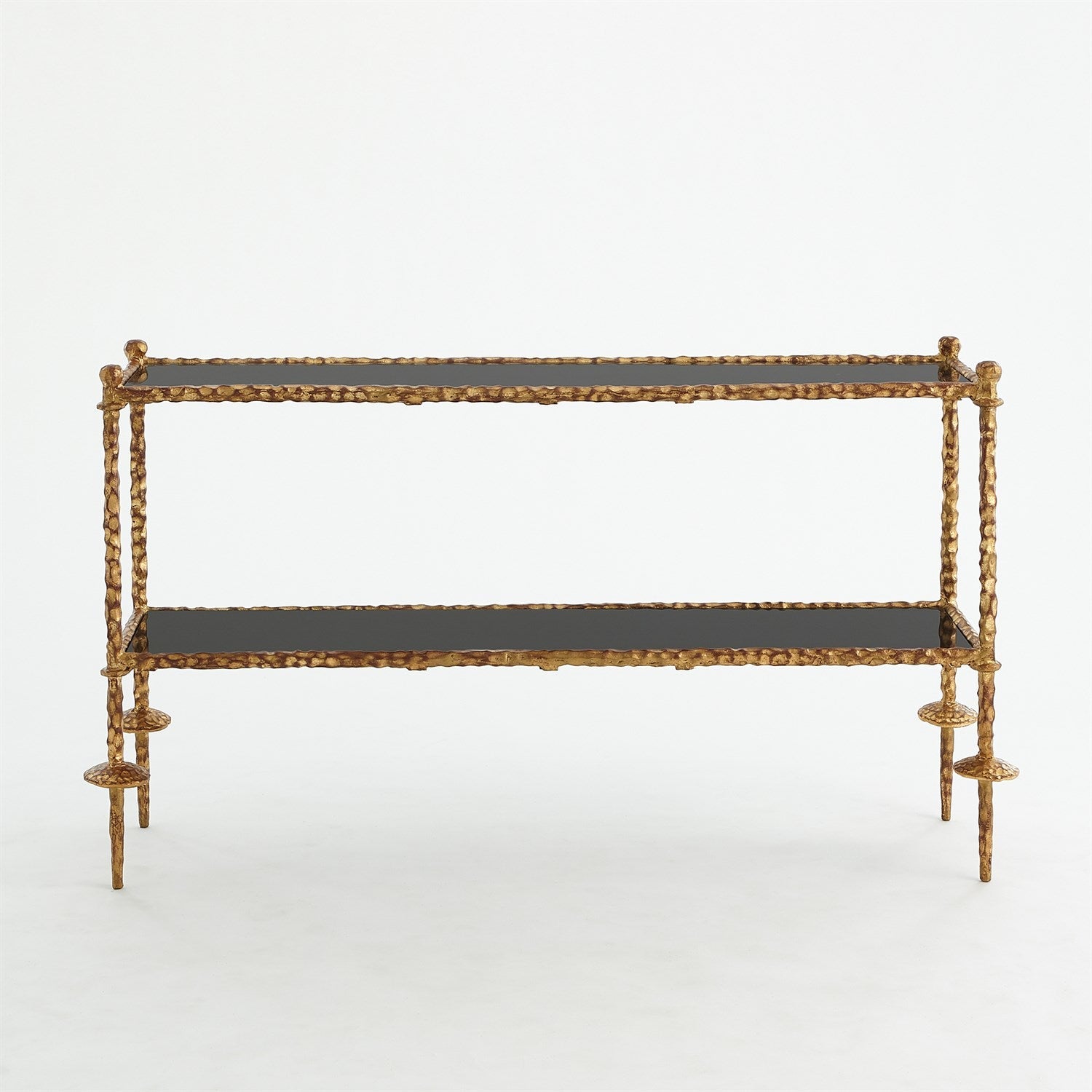 Gold Chiseled Console - Black Granite-Global Views-GVSA-8.80760-Console Tables-3-France and Son