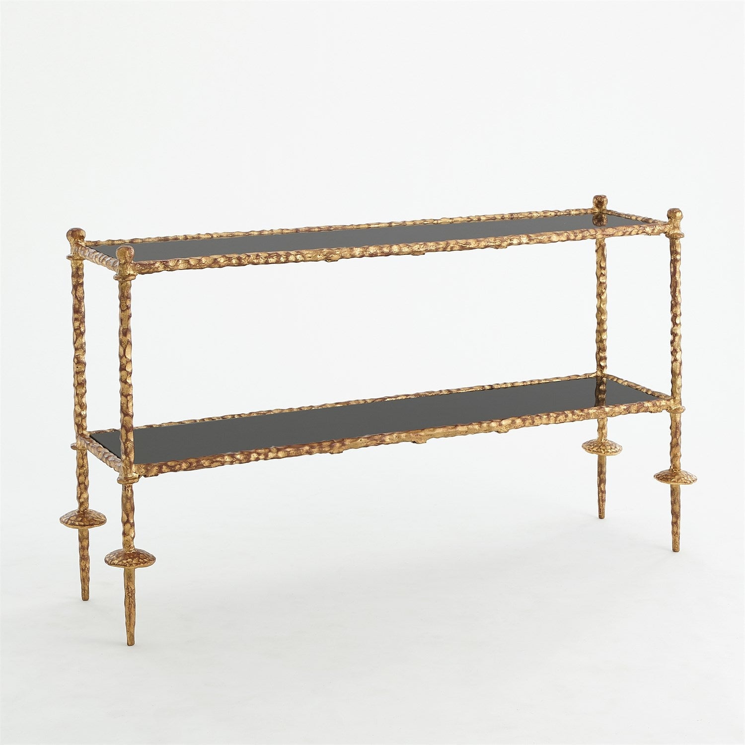 Gold Chiseled Console - Black Granite-Global Views-GVSA-8.80760-Console Tables-1-France and Son