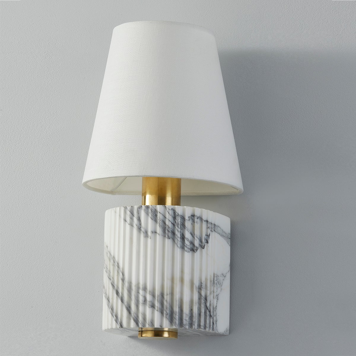 Aden Wall Sconce - Vintage Brass 8in White