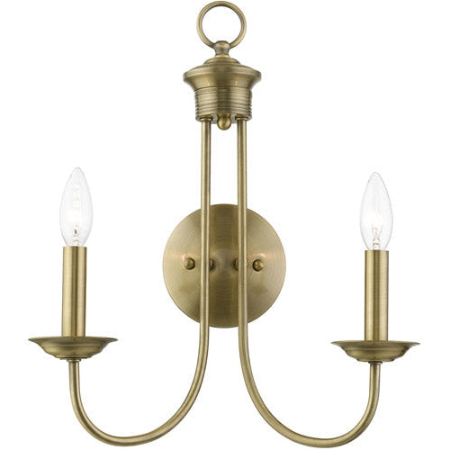 Estate 2 Light Antique Brass Double Sconce Wall Light-Livex Lighting-LIVEX-42682-01-Wall LightingBrass-1-France and Son